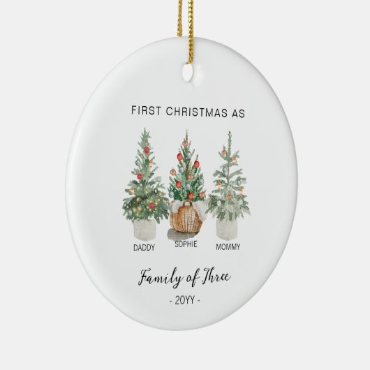 3つのクリスマスオーナメントの家族 – 新生児 セラミックオーナメント (右)