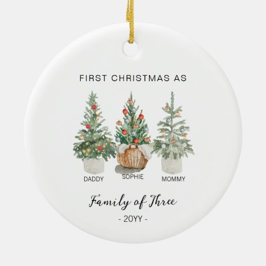 3つのクリスマスオーナメントの家族 – 新生児 セラミックオーナメント (裏面)