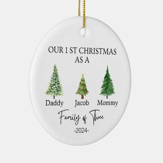 3つのクリスマスオーナメントの家族 – 3の家族 セラミックオーナメント (右)