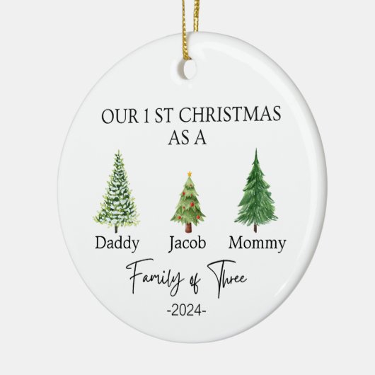 3つのクリスマスオーナメントの家族 – 3の家族 セラミックオーナメント (左)