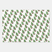 3つのクリスマスツリーとギフトのパターン ラッピングペーパーシート (正面3)