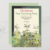 3つのクリスマスツリーのトリミングパーティー 招待状 (正面/裏面)