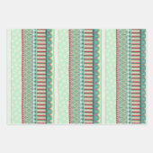 3つのクリスマスパターンのセット ラッピングペーパーシート (正面)