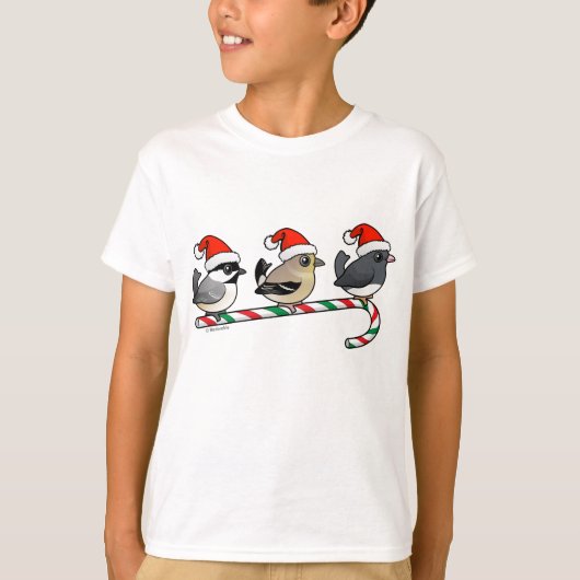 3つのクリスマスフィンチ（米国） Tシャツ (正面)