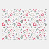 3つのクリスマスラッピング紙のセット ラッピングペーパーシート (正面)