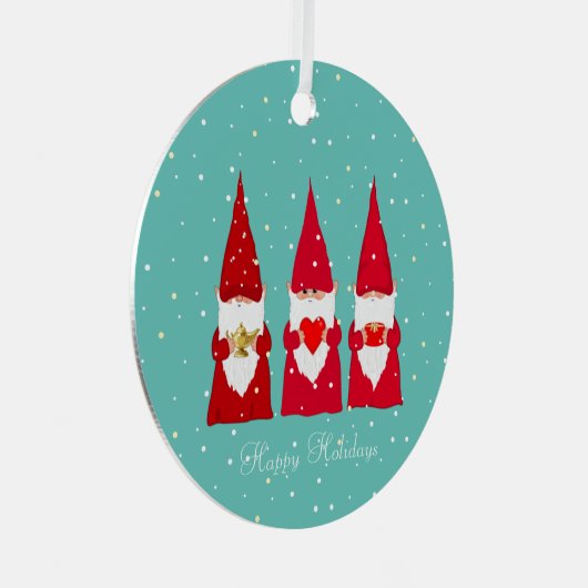 3つのクリスマス格言オンティール(緑がかった色) メタルオーナメント (正面右)