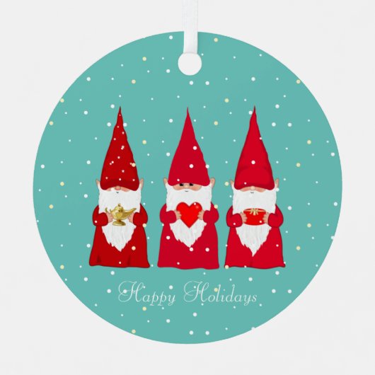 3つのクリスマス格言オンティール(緑がかった色) メタルオーナメント (正面)