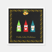 3つのクリスマス格言オンブラック スタンダードカクテルナプキン (正面)