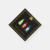 3つのクリスマス格言オンブラック スタンダードカクテルナプキン (角)