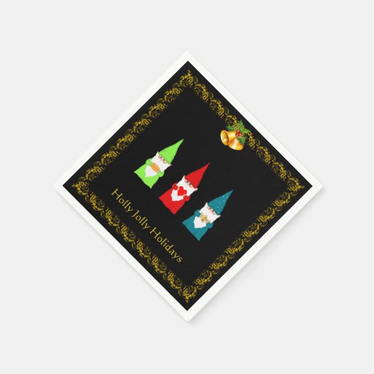 3つのクリスマス格言オンブラック スタンダードカクテルナプキン (角)