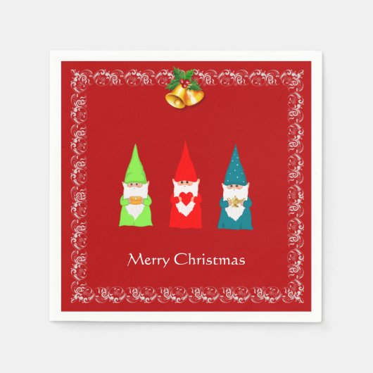 3つのクリスマス格言オン赤 スタンダードカクテルナプキン (正面)