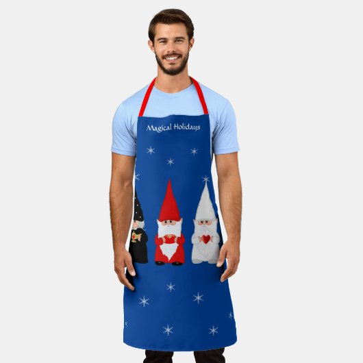 3つのクリスマス格言王室のオンブルーエプロン エプロン (着用した状態)