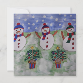 3つのクリスマス雪だるまフラットクリスマスカード