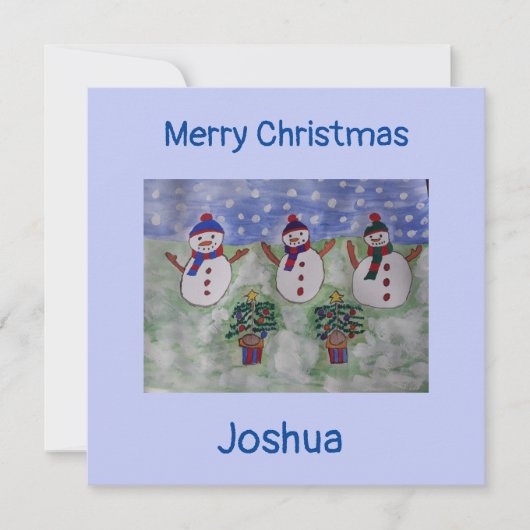 3つのクリスマス雪だるまフラットクリスマスカード カード (正面)