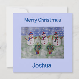 3つのクリスマス雪だるまフラットクリスマスカード カード