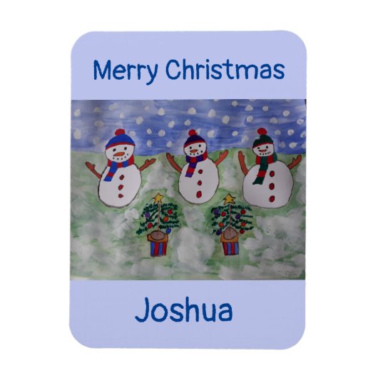 3つのクリスマス雪だるまフレキシブル マグネット (縦)
