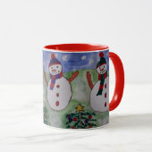 3つのクリスマス雪だるまマグ マグカップ (正面右)