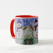3つのクリスマス雪だるまマグ マグカップ (正面左)