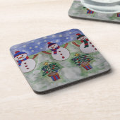 3つのクリスマス雪だるま コースター (左側)