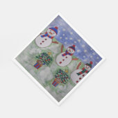 3つのクリスマス雪だるま スタンダードランチョンナプキン (角)