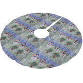 3つのクリスマス雪だるま ブラッシュドポリエステルツリースカート (アングル)