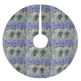 3つのクリスマス雪だるま ブラッシュドポリエステルツリースカート