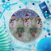 3つのクリスマス雪だるま ペーパープレート (パーティー)