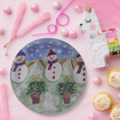 3つのクリスマス雪だるま ペーパープレート (パーティー)