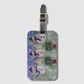 3つのクリスマス雪だるま ラゲッジタグ (正面縦)