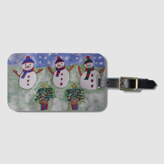 3つのクリスマス雪だるま ラゲッジタグ (正面横)