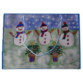 3つのクリスマス雪だるま ラージペーパーバッグ (正面)