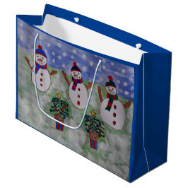 3つのクリスマス雪だるま ラージペーパーバッグ