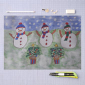 3つのクリスマス雪だるま 薄葉紙 (クラフト)