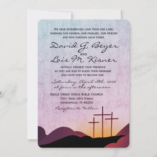 3つのクロス ウェディング 招待状 (正面)