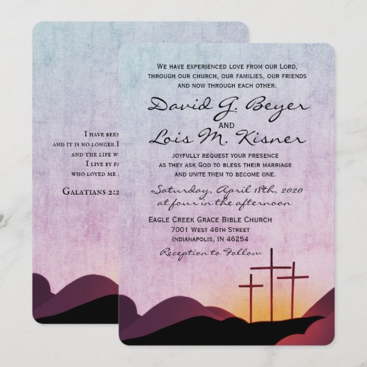 3つのクロス ウェディング 招待状 (正面/裏面)