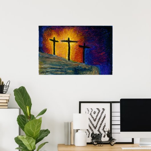 3つのクロス「今日はパラダイスで私と一緒にいる」 ポスター (ホームオフィス)