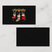 3つのグレイハウンド犬の靴下クリスマスサンタ 名刺 (正面/裏面)