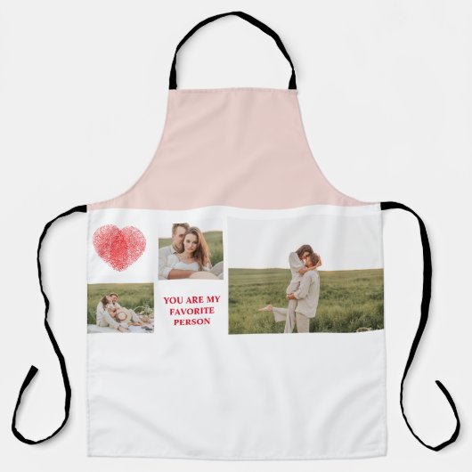 3つのコラージュのカップルの写真 |バレンタインのプレゼント エプロン (正面)
