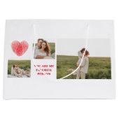 3つのコラージュのカップルの写真 |バレンタインのプレゼント ラージペーパーバッグ (正面)