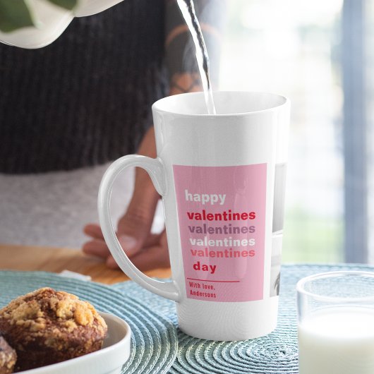 3つのコラージュ写真 |バレンタイカラフルンのプレゼント カフェラテマグ