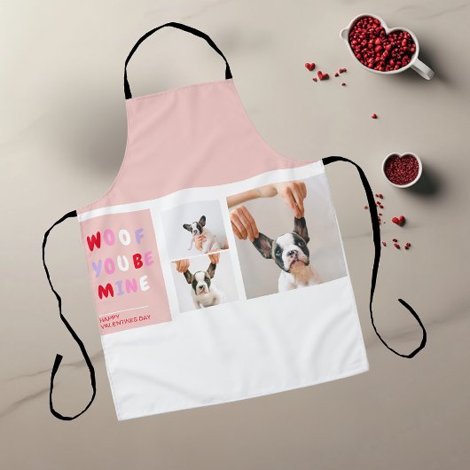 3つのコラージュ写真 |犬のバレンタインのプレゼント エプロン