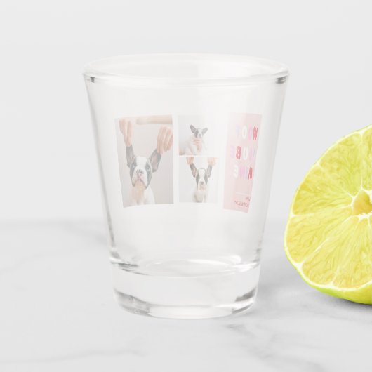 3つのコラージュ写真 |犬のバレンタインのプレゼント ショットグラス (裏面)