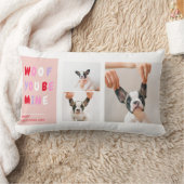 3つのコラージュ写真 |犬のバレンタインのプレゼント ランバークッション (ブランケット)