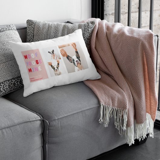 3つのコラージュ写真 |犬のバレンタインのプレゼント ランバークッション