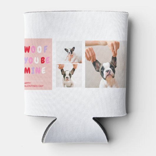 3つのコラージュ写真 |犬のバレンタインのプレゼント 缶クーラー (正面)