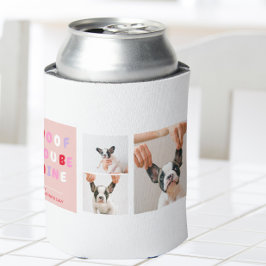 3つのコラージュ写真 |犬のバレンタインのプレゼント 缶クーラー