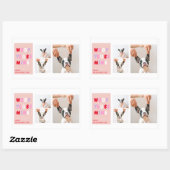 3つのコラージュ写真 |犬のバレンタインのプレゼント 長方形シール (シート)