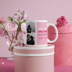 3つのコラージュ写真   Love カラフル You Valentine コーヒーマグカップ