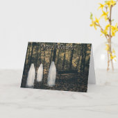 3つのゴーストのハロウィンカードと詩 カード (黄色い花)