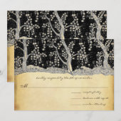 3つのゴールドの木のゴールドとブラックのメタリックエレガンス 招待状 (正面/裏面)